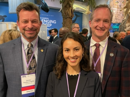 Sheryl Fuehrer with NCAFP Secretary-Treasurer Dr. Mark McNeill and Senator Timothy Moffitt.